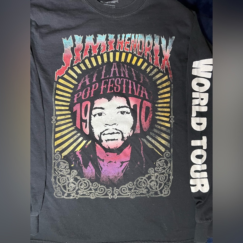 Black long sleeve Jimi Hendrix 1970 Atlanta Pop Festival Cry of Love 1970 shirt